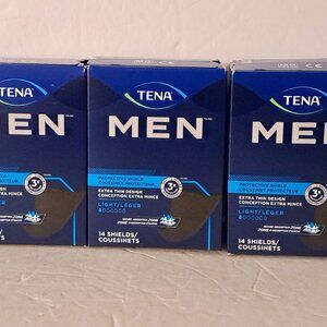3 Boxes TENA Mens Protective Shield Extra Thin Design (Light) 42-Pcs.